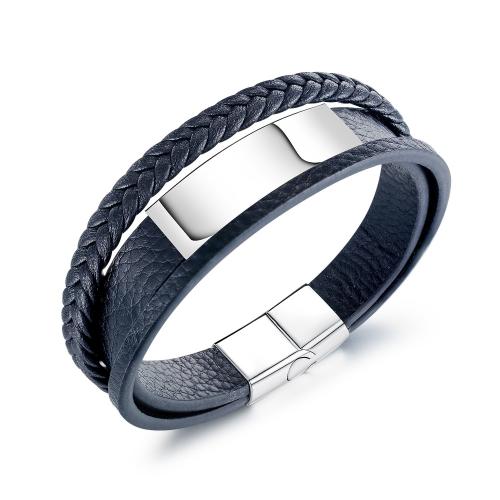 Stainless Steel Jewelry Bracelet 316 Stainless Steel with Microfiber polished & for woman black Sold By PC