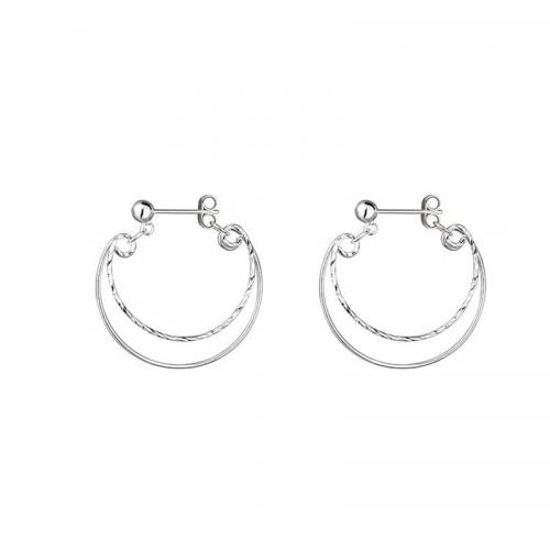 925 Sterling Silver Hoop Earrings plated for woman silver color Inner 24mm outer 26mm Sold By Pair
