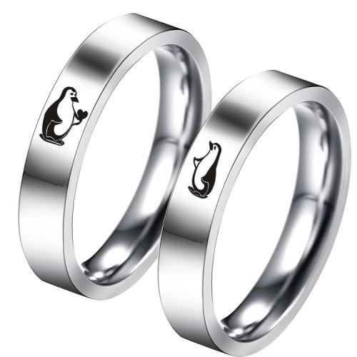 Couple Finger Rings 304 Stainless Steel Carved Unisex  silver color Sold By PC
