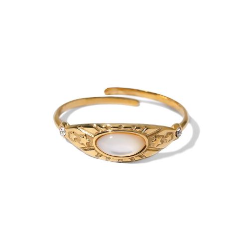 304 Stainless Steel Manžeta prst prsten, s Pryskyřice, 14K pozlacené, různé styly pro výběr & micro vydláždit kubické zirkony & pro ženy, Prodáno By PC
