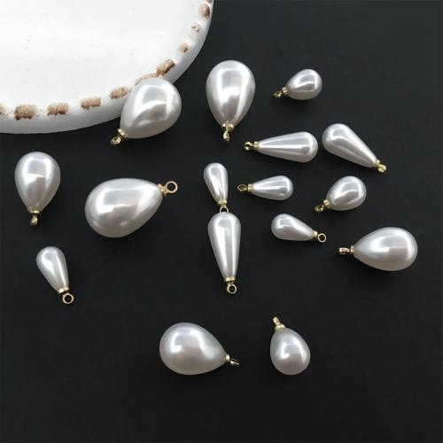 ABS Plastic Pendants Zinc Alloy with ABS Plastic Pearl Teardrop DIY nickel lead & cadmium free Sold By PC