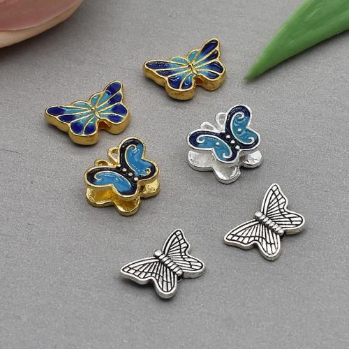 Zinc Alloy Animal Beads Butterfly plated fashion jewelry & DIY & enamel nickel lead & cadmium free Approx Sold By Bag