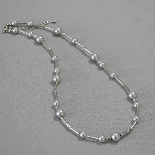 Collar de perlas de plástico, metal, con Perlas plásticas, hecho a mano, Joyería & para mujer, libre de níquel, plomo & cadmio, longitud aproximado 40 cm, Vendido por UD