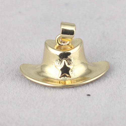 Messing Smykker Vedhæng, Hat, guldfarve belagt, du kan DIY, nikkel, bly & cadmium fri, 22x11.80x7.80mm, Solgt af PC