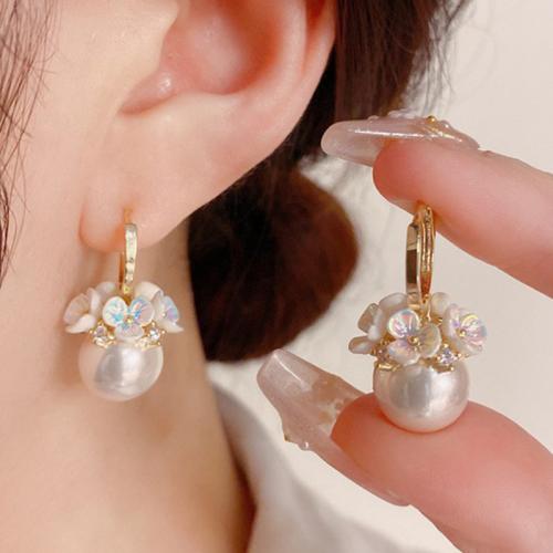 Zinc Alloy Drop Earrings with Acrylic plated fashion jewelry & with rhinestone golden nickel lead & cadmium free Sold By Pair