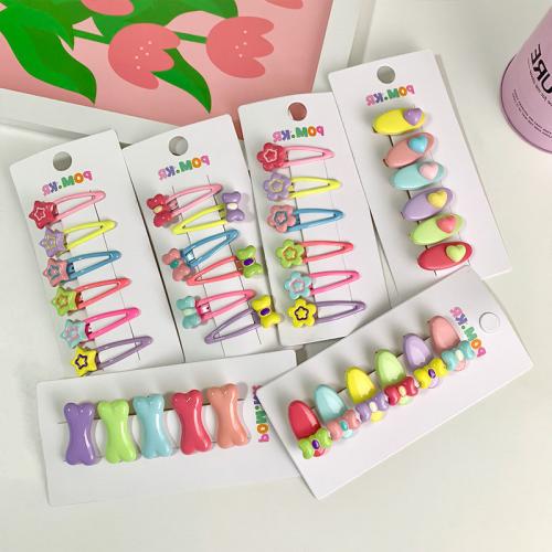 Hair Snap Clips Zinc Alloy handmade Girl mixed colors nickel lead & cadmium free Hair clip length about 5.4cm width about 1.8cm; Scrunchie diameter about 4-5cm. Sold By Bag
