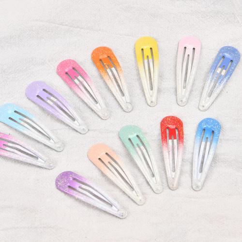 Hair Snap Clips Zinc Alloy stoving varnish Girl & gradient color & epoxy gel nickel lead & cadmium free 50mm Sold By Lot