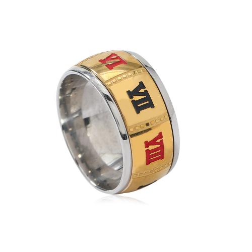 Enamel Stainless Steel Finger Ring 304 Stainless Steel plated  & for woman golden Sold By PC