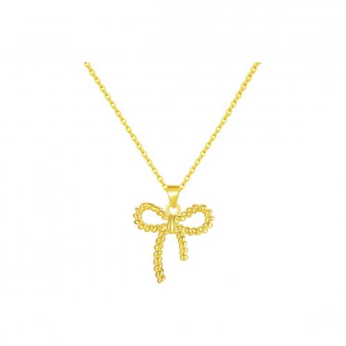 925 Sterling Silver Necklaces with 5.5CM extender chain Bowknot plated for woman golden Length Approx 40 cm Sold By PC