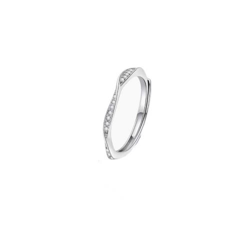 Cubic Zirconia micr3ofono pavimenta anillos de plata esterlina, plata de ley 925, chapado, micro arcilla de zirconia cúbica & para mujer, plateado, Vendido por UD