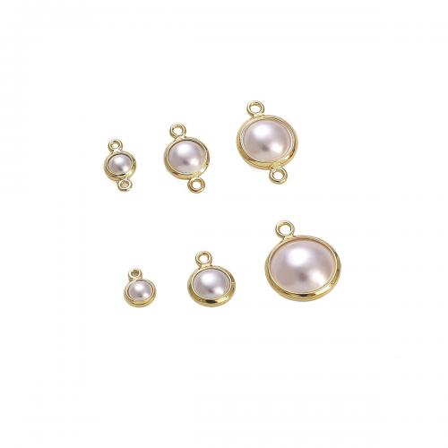 Messing Smykker Vedhæng, med Plastic Pearl, forgyldt, du kan DIY & forskellig størrelse for valg & forskellige stilarter for valg & for kvinde, gylden, Solgt af PC