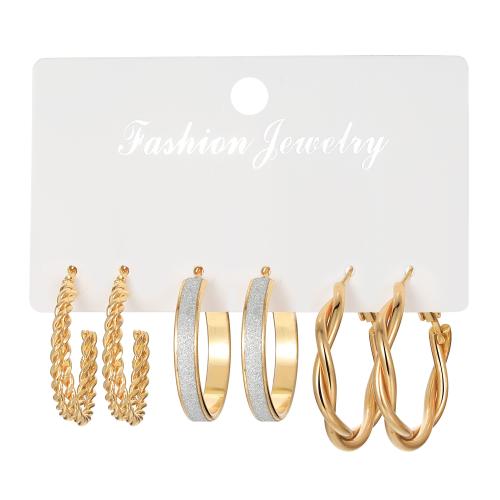 aleación de zinc Aretes, con Perlas plásticas, chapado en color dorado, diferentes estilos para la opción & para mujer, earring length 25-40mm, Vendido por Set