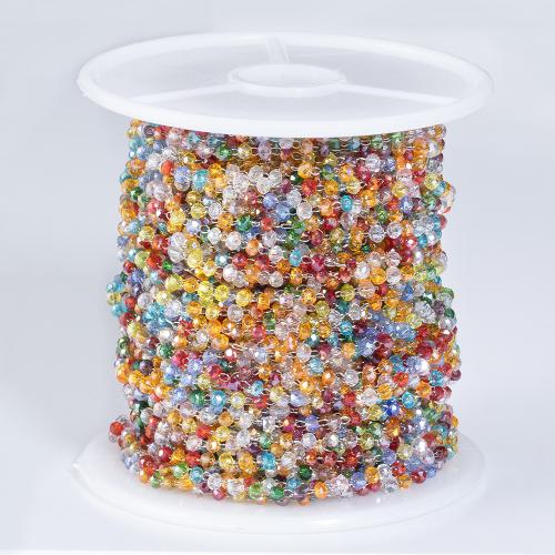 Rostfritt stål Ball Chain, 304 rostfritt stål, med Kristall, mode smycken & DIY, blandade färger, 2.50mm, Säljs av m