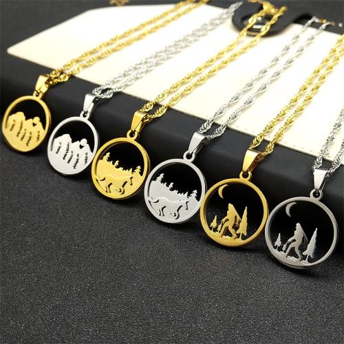 Stainless Steel Jewelry Necklace, 304 Stainless Steel, with 5cm extender chain, polished, fashion jewelry & Unisex & different styles for choice, more colors for choice, 35x35mm, Length:Approx 50 cm, Sold By PC