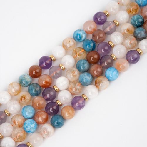 Quartz naturel bijoux perles, Cristal naturel, Rond, DIY, couleurs mélangées, 8mm, Environ 48PC/brin, Vendu par brin