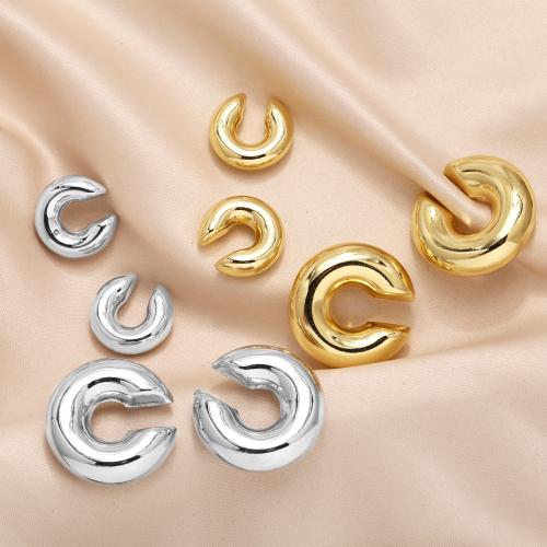 Messing Oorbel clip, plated, mode sieraden & verschillende grootte voor keus, meer kleuren voor de keuze, nikkel, lood en cadmium vrij, Verkocht door pair
