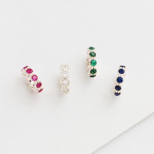 925 Sterling Silver Beads polished DIY & micro pave cubic zirconia Inner Approx 4mm Sold By PC