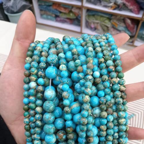 Gemstone Jewelry Beads Impression Jasper Round polished DIY skyblue Sold Per Approx 38 cm Strand