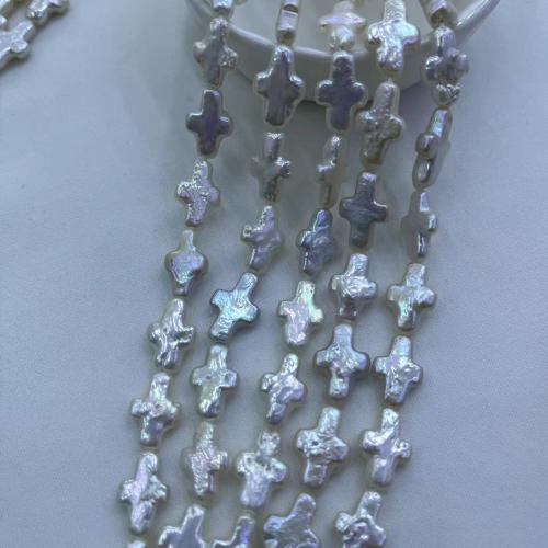 Přírodní sladkovodní perly perlí, Sladkovodní Pearl, Kříž, módní šperky & DIY, více barev na výběr, 10x15mm, Cca 24PC/Strand, Prodáno By Strand
