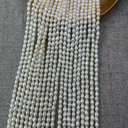 Riso coltivato in perla d'acqua dolce, perla d'acquadolce coltivata naturalmente, gioielli di moda & DIY & formato differente per scelta, bianco, Venduto per Appross. 38 cm filo