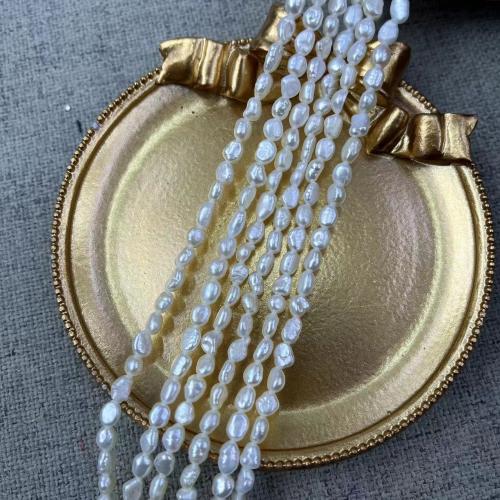 Keishi ferskvandskulturperle Beads, Ferskvandsperle, mode smykker & du kan DIY, hvid, Length about 3-4mm, Ca. 68pc'er/Strand, Solgt af Strand