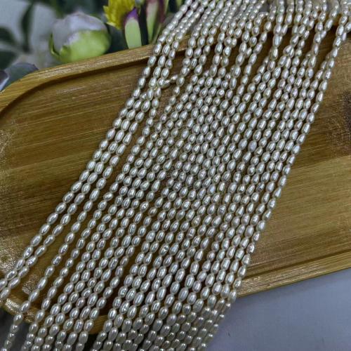 Riso coltivato in perla d'acqua dolce, perla d'acquadolce coltivata naturalmente, gioielli di moda & DIY & formato differente per scelta, bianco, Venduto per Appross. 38 cm filo
