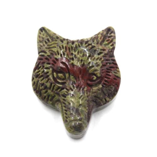 Gemstone Pendants Jewelry Natural Stone Wolf Carved DIY Sold By PC
