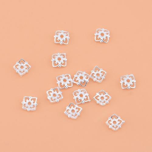 925 Sterling Silver Bead Cap plated DIY silver color 6.70mm Sold By PC