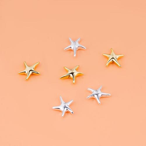 925 Sterling Silver Beads Star plated DIY Sold By PC