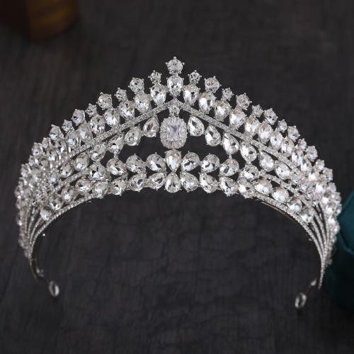 Bridal Tiaras Zinc Alloy with Crystal plated fashion jewelry & for woman silver color nickel lead & cadmium free diameter 140mm height 78mm arc length 300mm Sold By PC