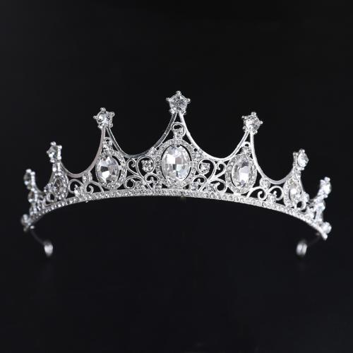 Bridal Tiaras Zinc Alloy silver color plated fashion jewelry & for woman & with rhinestone silver color nickel lead & cadmium free diameter 140mm height 65mm arc length 280mm Sold By PC