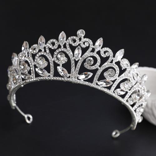 Bridal Tiaras Zinc Alloy with Crystal silver color plated fashion jewelry & for woman & with rhinestone silver color nickel lead & cadmium free diameter 140mm height 75mm arc length 280-300mm Sold By PC