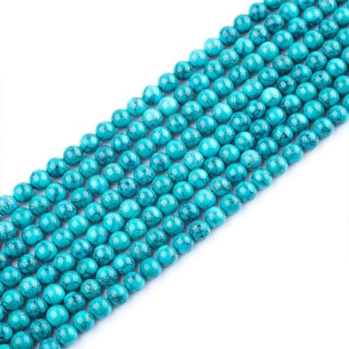 Turkos pärlor, Natural Turquoise, Rund, polerad, DIY & olika storlek för val, blå, Såld Per Ca 38 cm Strand