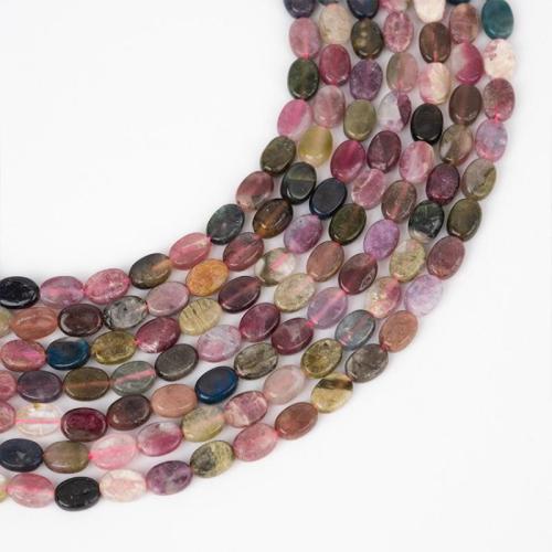 Gemstone Smycken Pärlor, Turmalin, Oval, DIY, blandade färger, 6x8mm, Ca 47PC/Strand, Såld Per Ca 38 cm Strand
