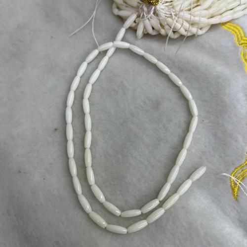 Natürliche Süßwasser Muschel Perlen, Trommel, DIY, weiß, 3x9mm, ca. 44PCs/Strang, verkauft von Strang