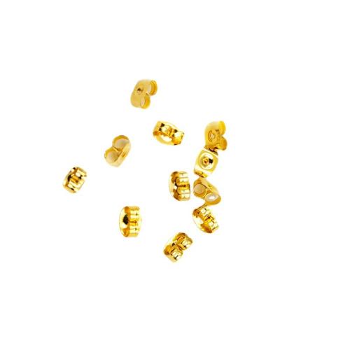 Gold-teli Fül Nut Component, arany színű aranyozott, DIY, aranysárga, 6x4.50mm, Által értékesített PC
