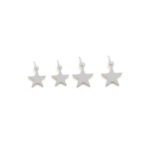 925 Sterling Silver Pendant Star plated DIY silver color Sold By PC