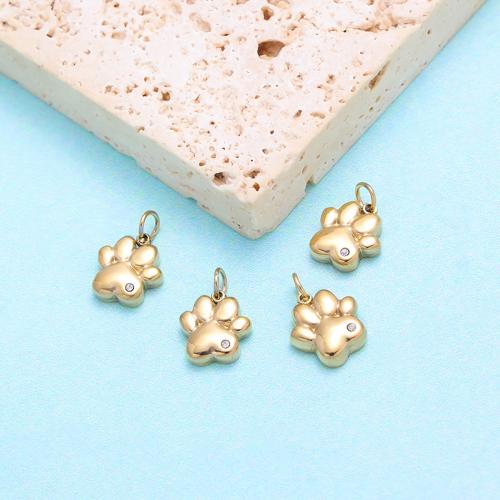 Stainless Steel Heart Pendants 304 Stainless Steel Vacuum Ion Plating DIY & micro pave cubic zirconia golden Sold By PC