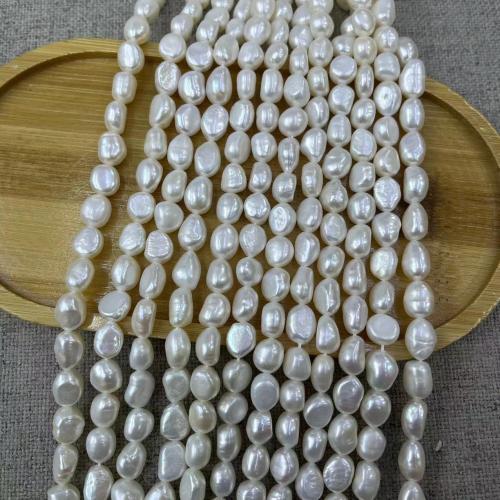 Koraliki Keishi z hodowlanych pereł słodkowodnych, Perła naturalna słodkowodna, biżuteria moda & DIY, biały, Length about 8-9mm, około 36komputery/Strand, sprzedane przez Strand