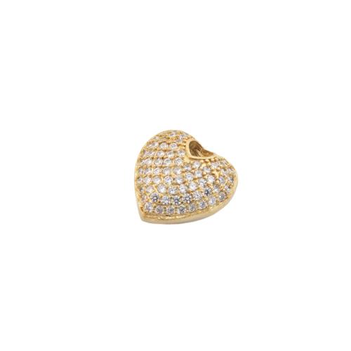 Cubic Zirconia Micro Pave Brass Pendant Heart plated DIY & micro pave cubic zirconia golden Sold By Lot