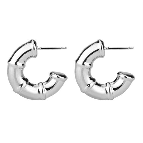 925 Sterling Silver Stud Earring Letter C fashion jewelry & for woman silver color Sold By Pair