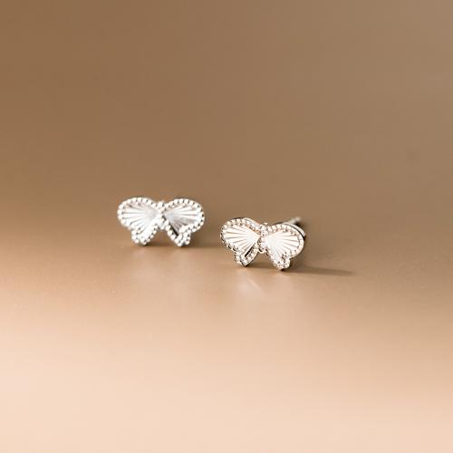 925 Sterling Silver Stud Earring platinum plated & for woman Sold By Pair