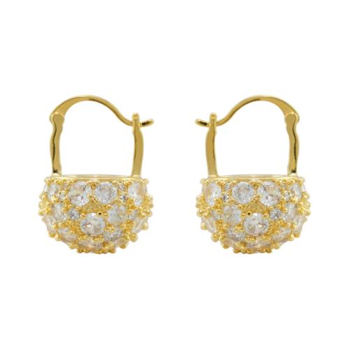 Cubic Zirconia Micro Pave Brass Earring Basket 18K gold plated fashion jewelry & micro pave cubic zirconia & for woman golden nickel lead & cadmium free Sold By Pair
