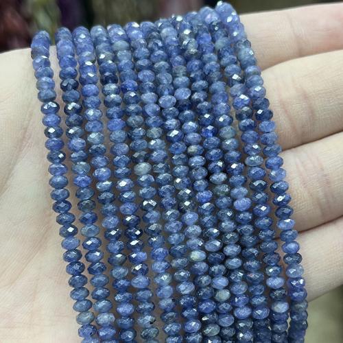 Grânulos de gemstone jóias, Safira, ábaco, joias de moda & DIY & facetada, azul, 3x4mm, vendido para Aprox 38 cm Strand