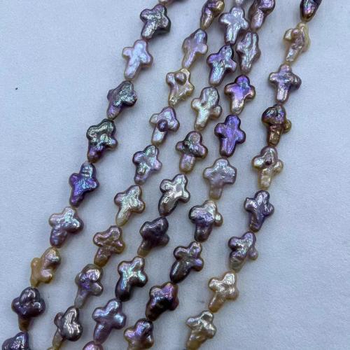 Přírodní sladkovodní perly perlí, Sladkovodní Pearl, Kříž, módní šperky & DIY, multi-barevný, 10x15mm, Cca 24PC/Strand, Prodáno By Strand