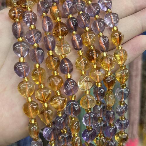 Naturlige ametyst perler, med Citrin, Heart, mode smykker & du kan DIY, blandede farver, 10mm, Solgt Per Ca. 38 cm Strand