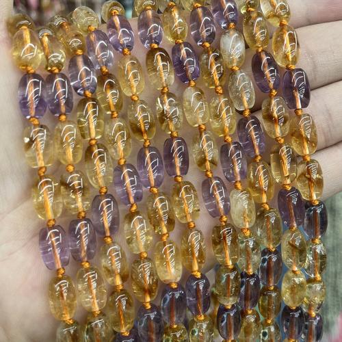 Naturalnych Koraliki ametyst, ze Koraliki kwarc żółty, Wiadro, biżuteria moda & DIY, mieszane kolory, 7x10mm, sprzedawane na około 38 cm Strand