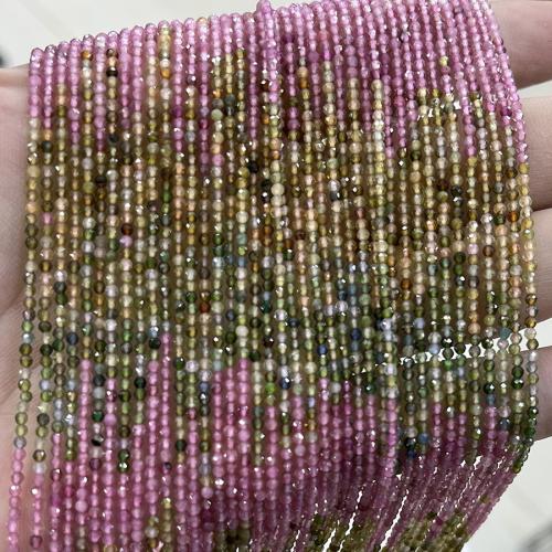 Gemstone Jewelry Beads Tourmaline Round fashion jewelry & DIY & faceted mixed colors 2mm Sold Per Approx 38 cm Strand