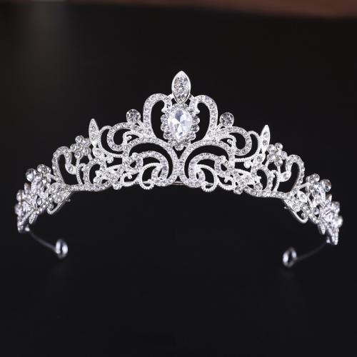 Bridal Tiaras Zinc Alloy with Crystal silver color plated fashion jewelry & for woman & with rhinestone silver color nickel lead & cadmium free Sold By PC