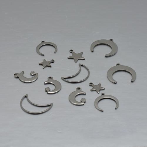 Nerezová ocel Šperky Přívěsky, 304 Stainless Steel, Měsíc a hvězda, DIY & různé velikosti pro výběr, Původní barva, Prodáno By PC